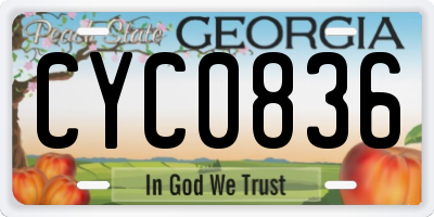 GA license plate CYC0836