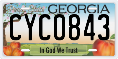 GA license plate CYC0843