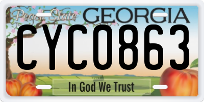 GA license plate CYC0863