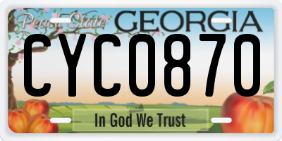 GA license plate CYC0870