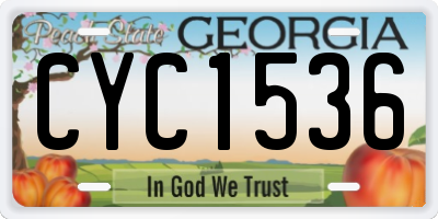 GA license plate CYC1536
