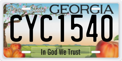 GA license plate CYC1540