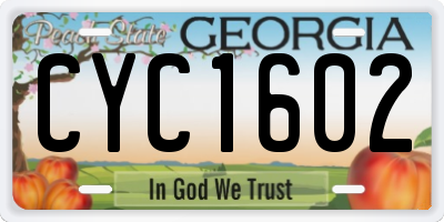 GA license plate CYC1602