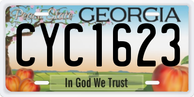 GA license plate CYC1623