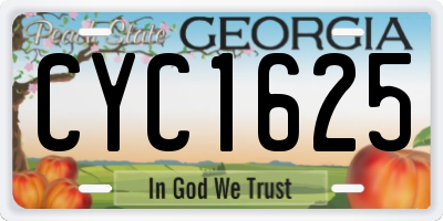 GA license plate CYC1625