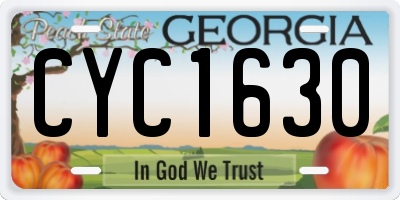 GA license plate CYC1630