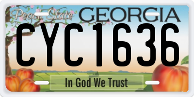 GA license plate CYC1636