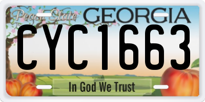 GA license plate CYC1663
