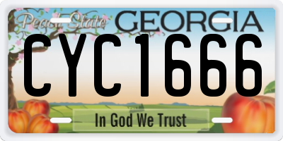 GA license plate CYC1666