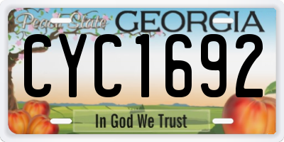 GA license plate CYC1692