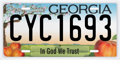 GA license plate CYC1693