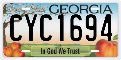 GA license plate CYC1694