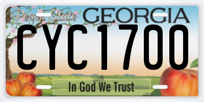 GA license plate CYC1700