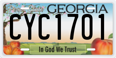 GA license plate CYC1701