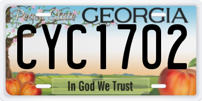 GA license plate CYC1702