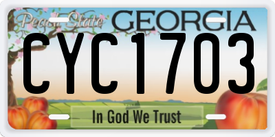 GA license plate CYC1703