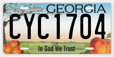 GA license plate CYC1704
