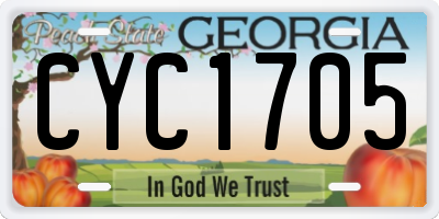 GA license plate CYC1705