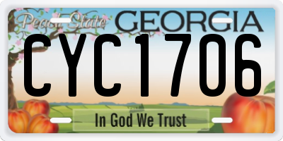 GA license plate CYC1706