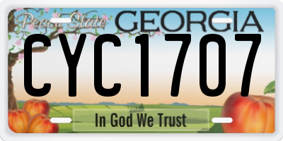 GA license plate CYC1707