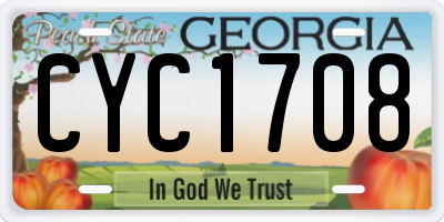 GA license plate CYC1708