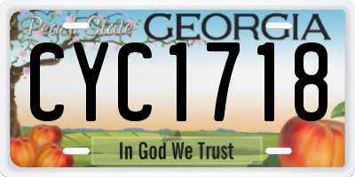 GA license plate CYC1718