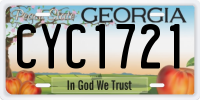 GA license plate CYC1721