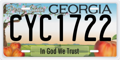 GA license plate CYC1722
