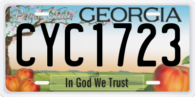 GA license plate CYC1723