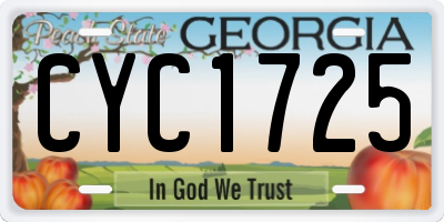 GA license plate CYC1725