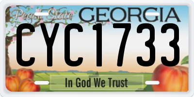 GA license plate CYC1733