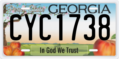 GA license plate CYC1738