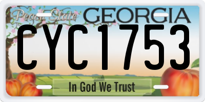 GA license plate CYC1753