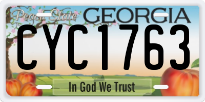 GA license plate CYC1763