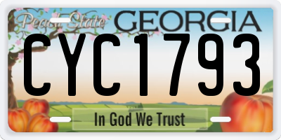 GA license plate CYC1793