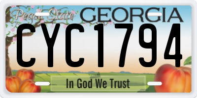 GA license plate CYC1794