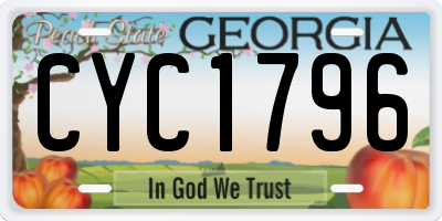 GA license plate CYC1796