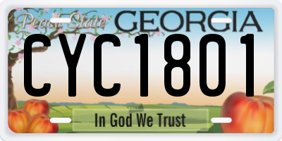 GA license plate CYC1801