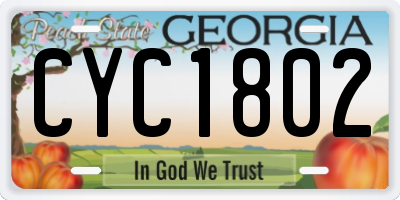 GA license plate CYC1802