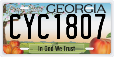 GA license plate CYC1807