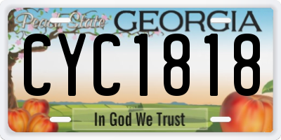 GA license plate CYC1818