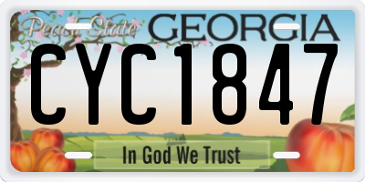 GA license plate CYC1847