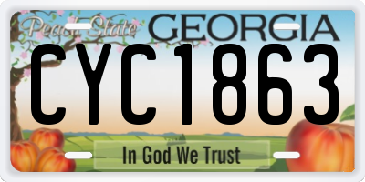 GA license plate CYC1863