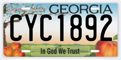 GA license plate CYC1892