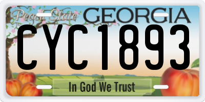 GA license plate CYC1893