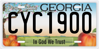 GA license plate CYC1900