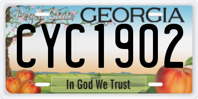 GA license plate CYC1902