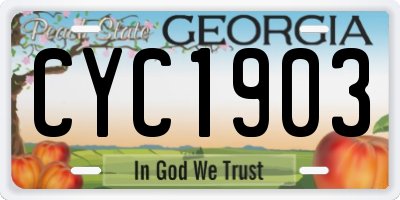 GA license plate CYC1903