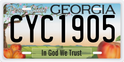GA license plate CYC1905