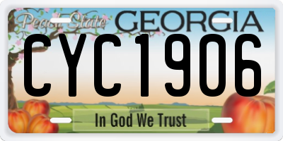 GA license plate CYC1906